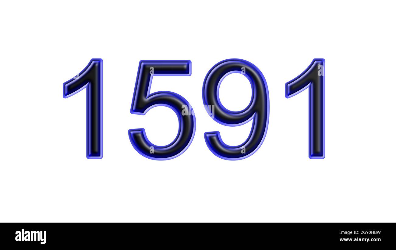 blue 1591 number 3d effect white background Stock Photo