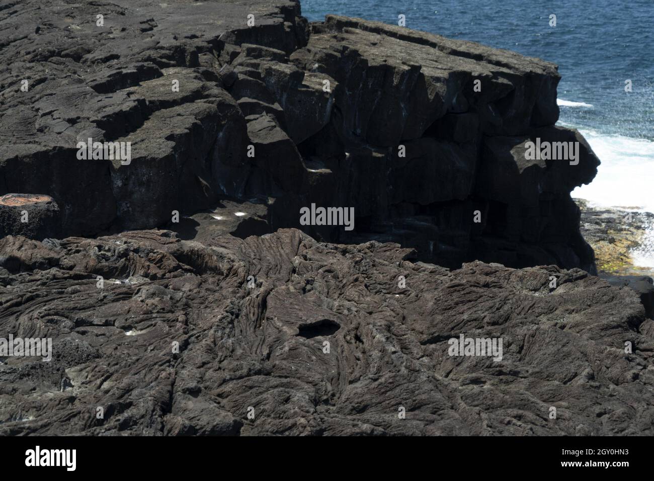 pico azores lava field by the sea detail close up Stock Photo - Alamy