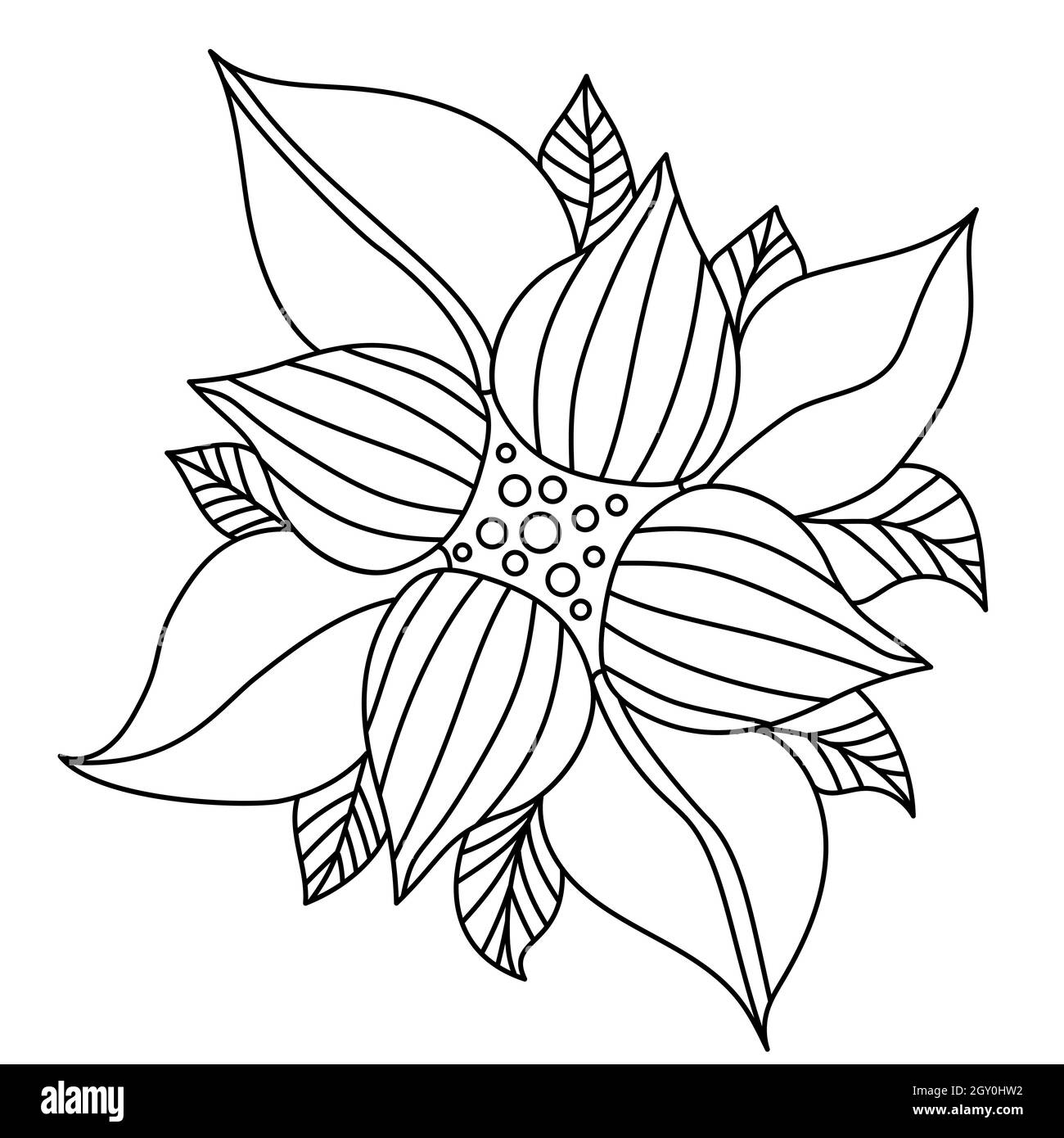 Decorative flower. Vector Linear illustration. Floral decorative