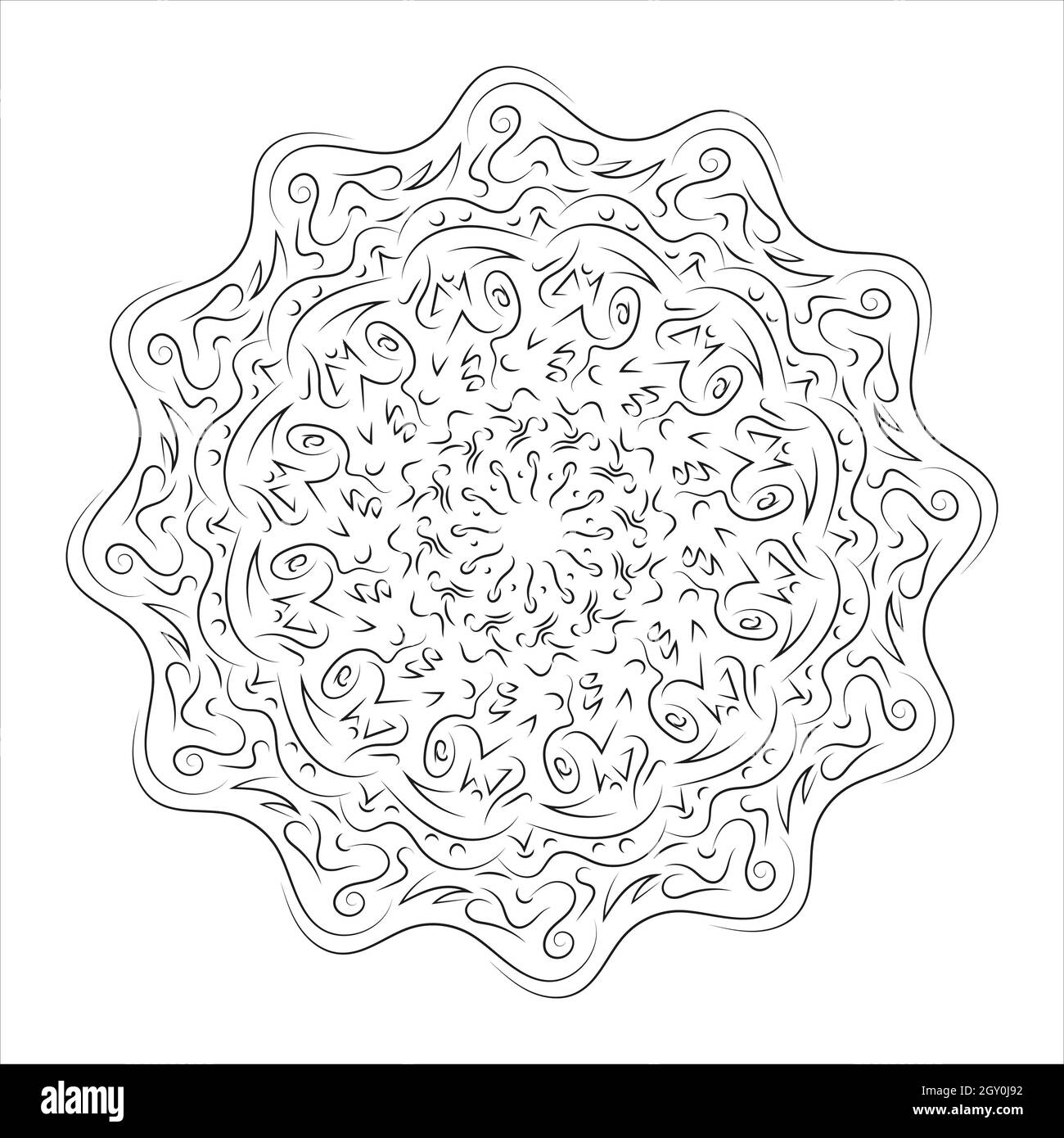 Geometric circular abstract pattern mandala from simple lines isolated ...