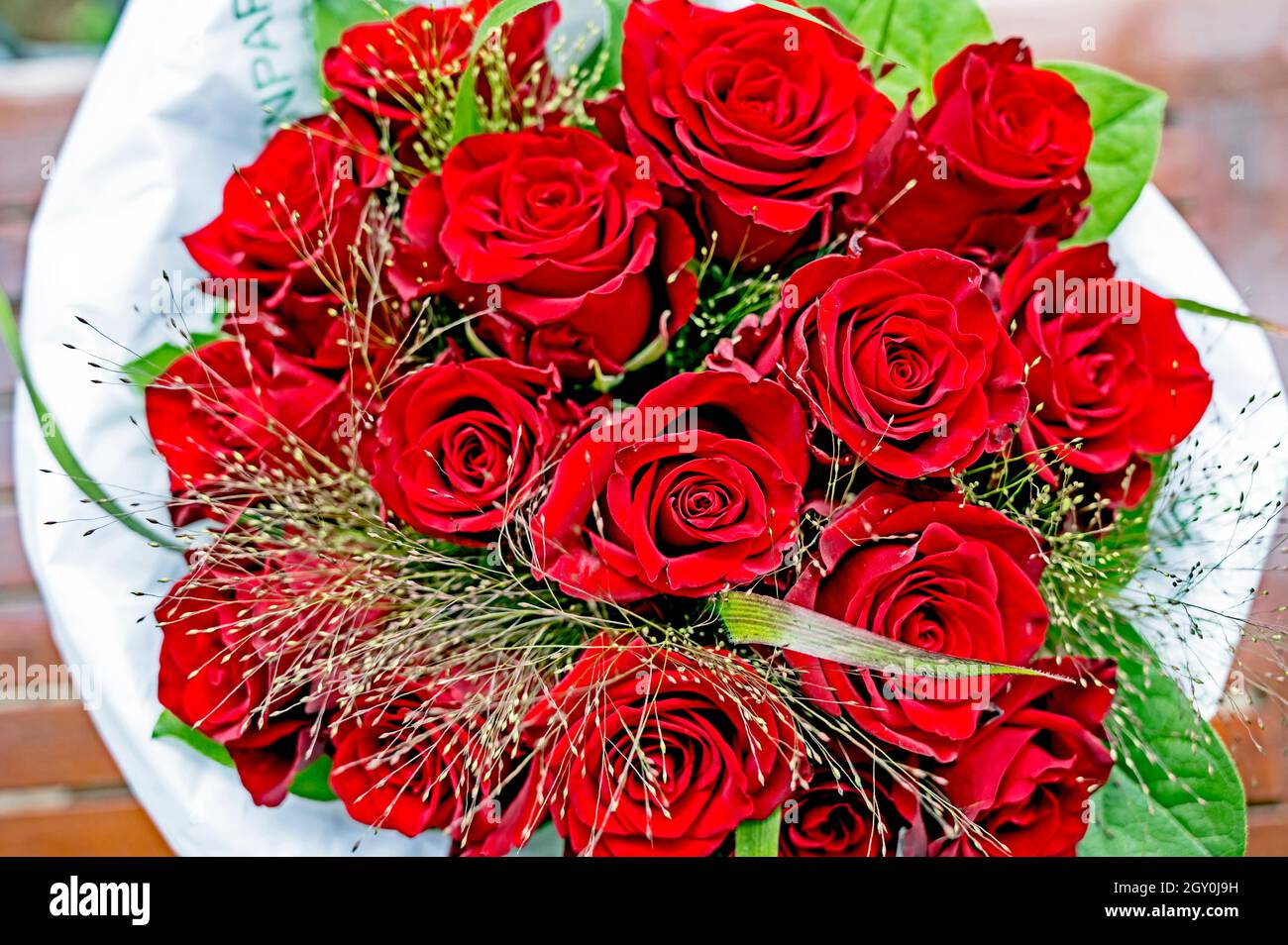 Bouquet of red roses; Strauß roter Rosen Stock Photo
