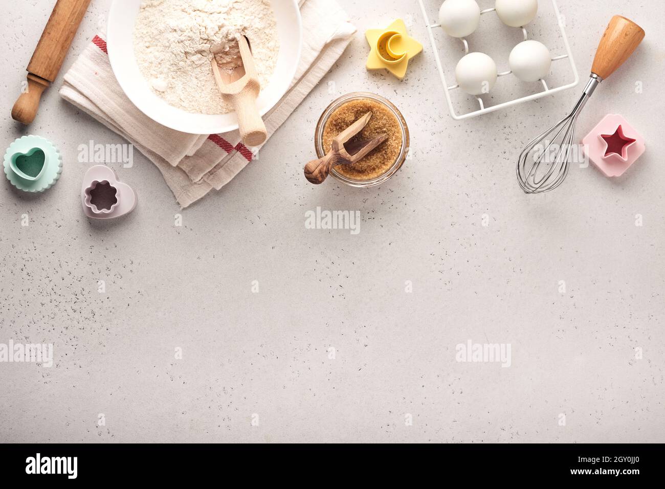 Ingredients for cooking homemade baking. Baking background with flour ...