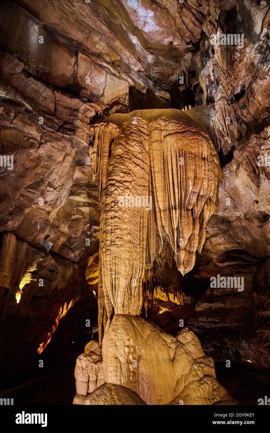 Vertical gigantic rock formation in cave stalactites Stock Photo - Alamy