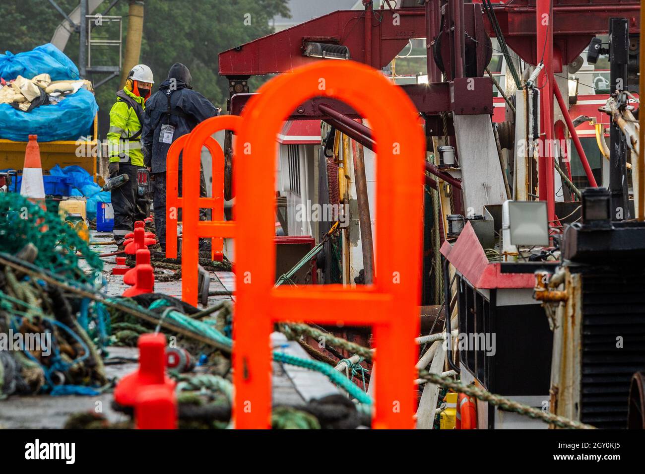 Union Hall, West Cork, Ireland. 6th Oct, 2021. New pier ladders are