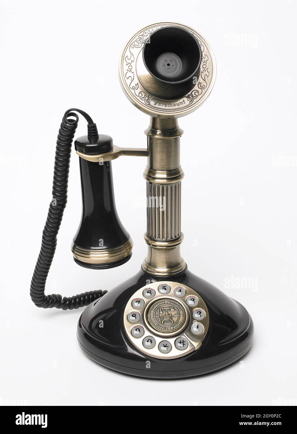 Black and silver candlestick style telephone Stock Photo Alamy