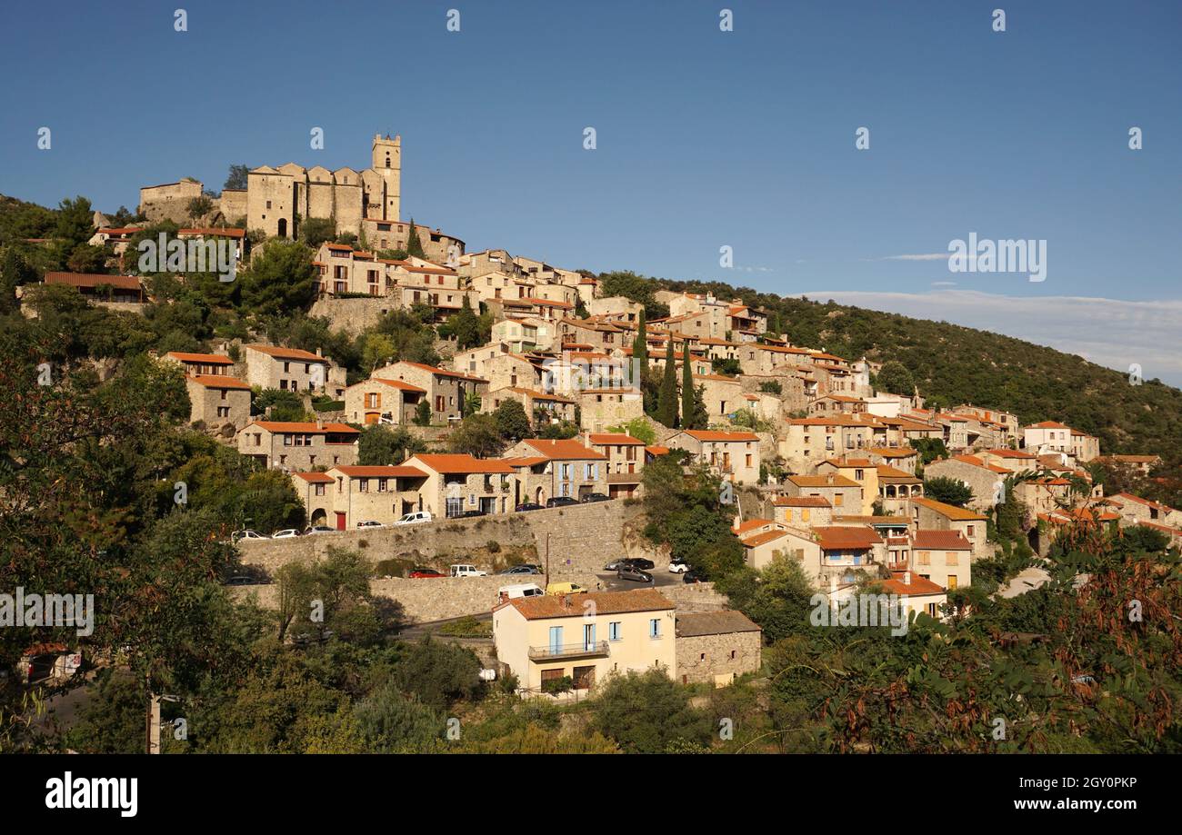 Eus, a village in the Pyrénées-Orientales department in southern France Stock Photo