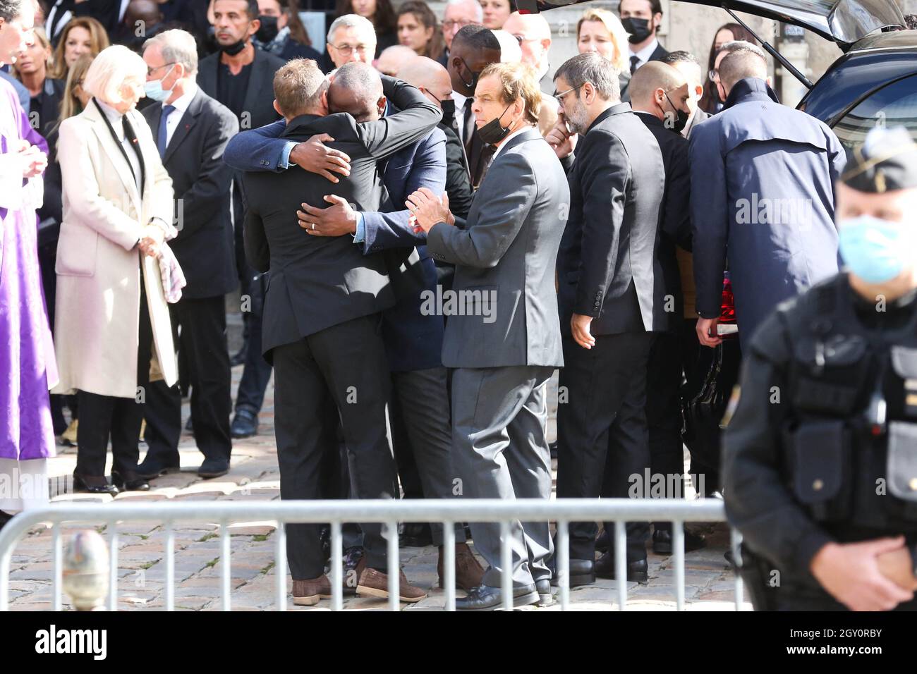 Ivorian-born French former professional footballer Basile Boli during a  tribute mass for French tycoon Bernard Tapie at Saint Germain des Pres  church in Paris, France on October 6, 2021. The funeral will