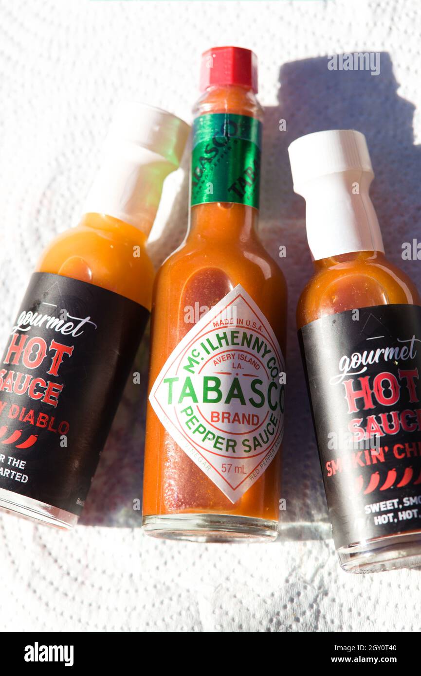 https://c8.alamy.com/comp/2GY0T40/bottles-of-hot-sauce-2GY0T40.jpg