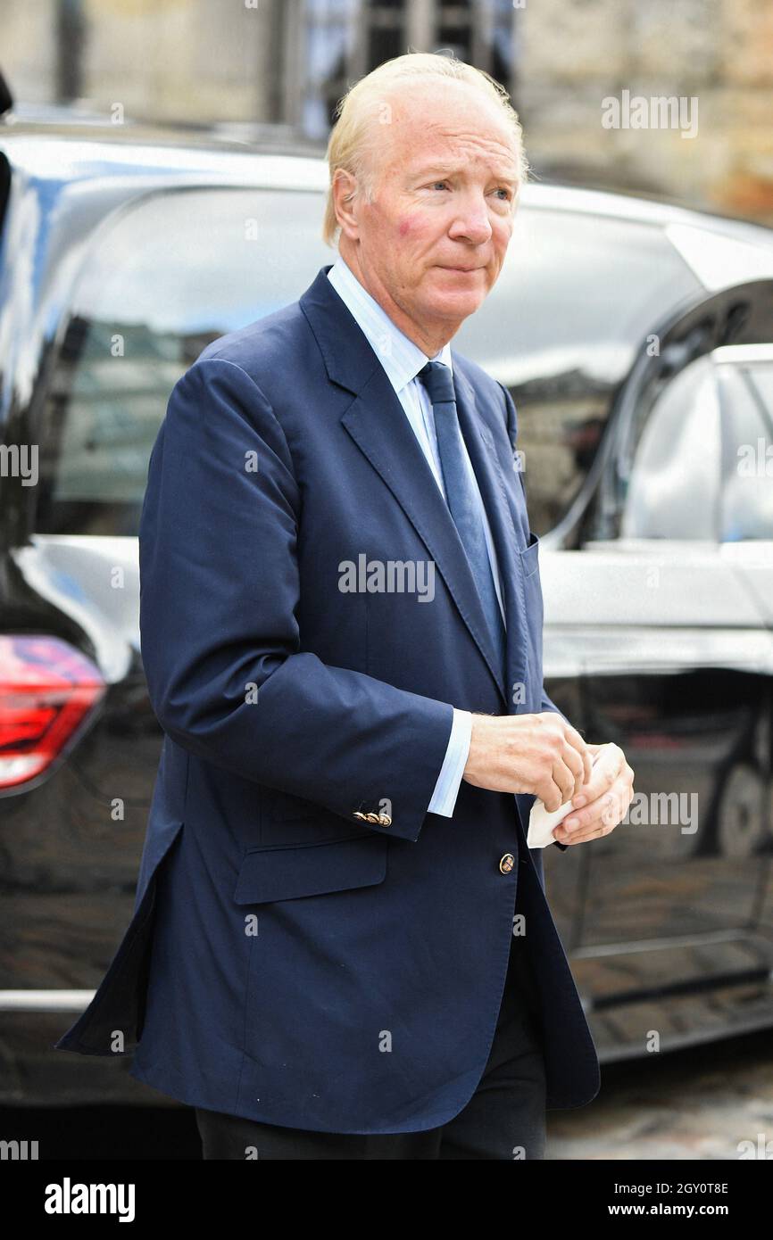 Brice Hortefeux during a tribute mass for French tycoon Bernard Tapie at  Saint Germain des Pres church in Paris, France on October 6, 2021. The  funeral will be held on October 8