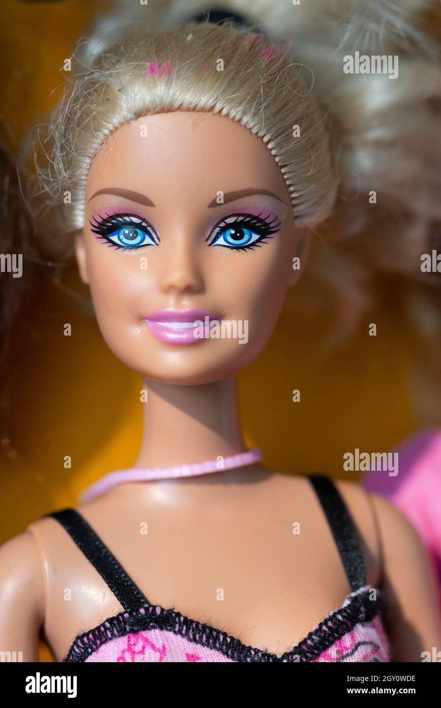 Close-up of a Barbie Doll Face with Blonde Hair Stock Photo - Alamy