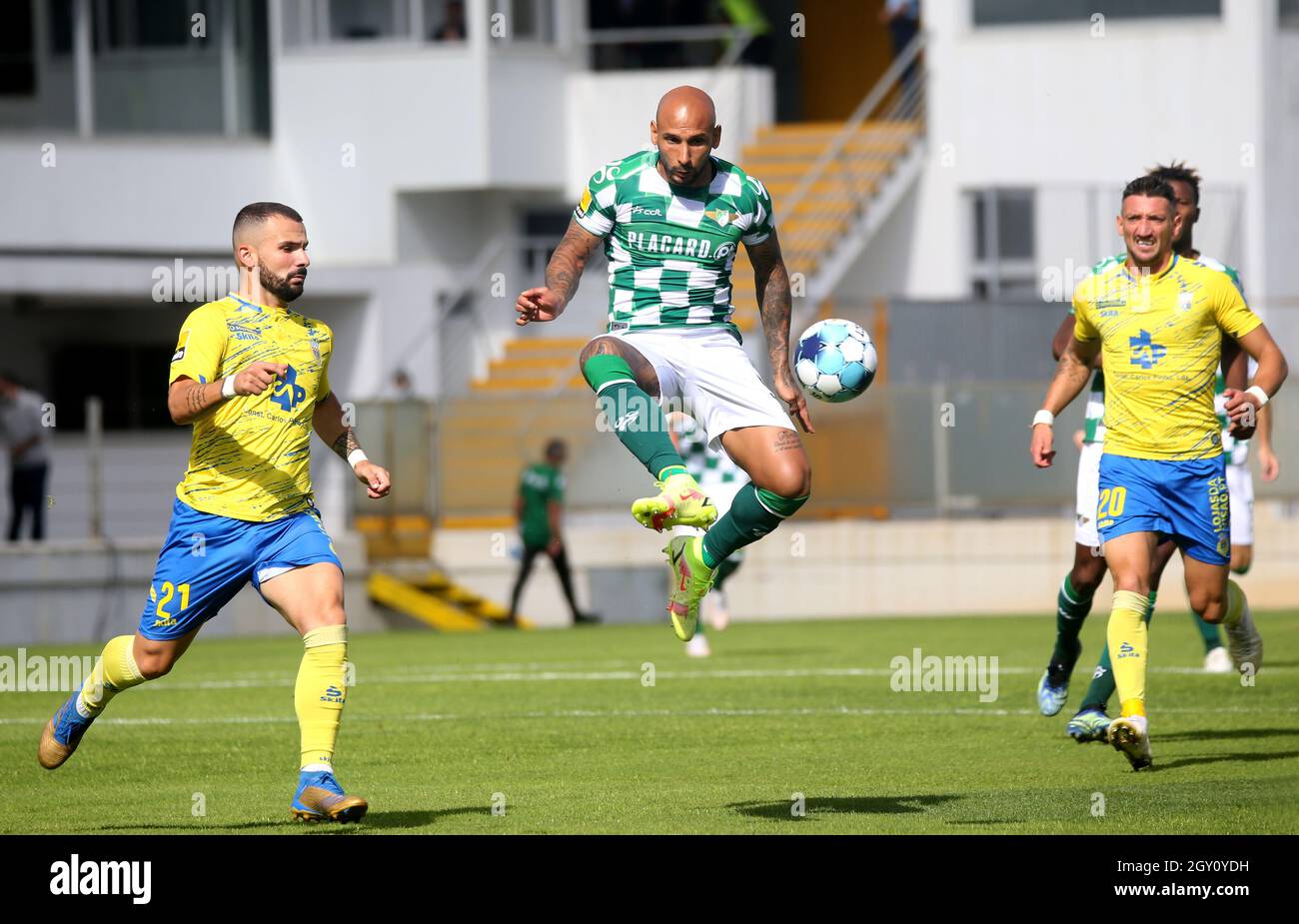 MOREIRA DE CONEGOS, PORTUGAL - SEPTEMBER 25: Pedro Moreira of FC Arouca  looks on ,during the Liga Portugal Bwin match between Moreirense FC and FC  Arouca at Estadio Comendador Joaquim de Almeida