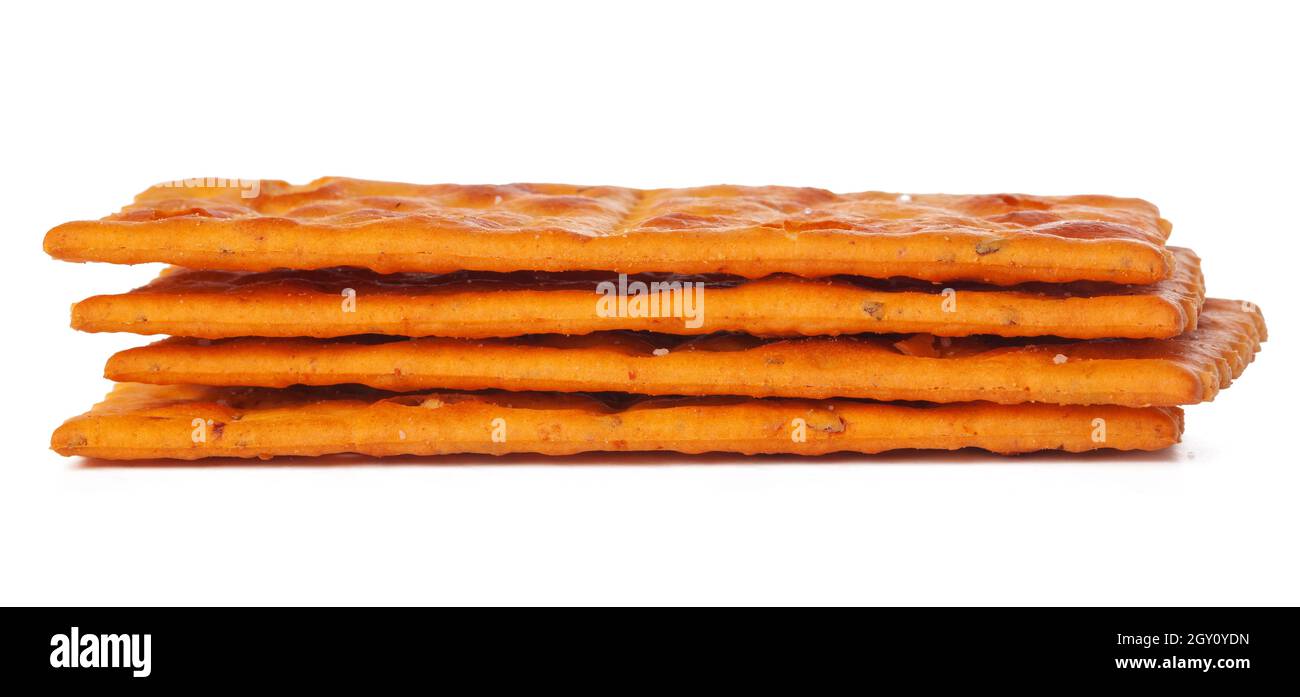 Dried bread crisps isolated on white background Stock Photo