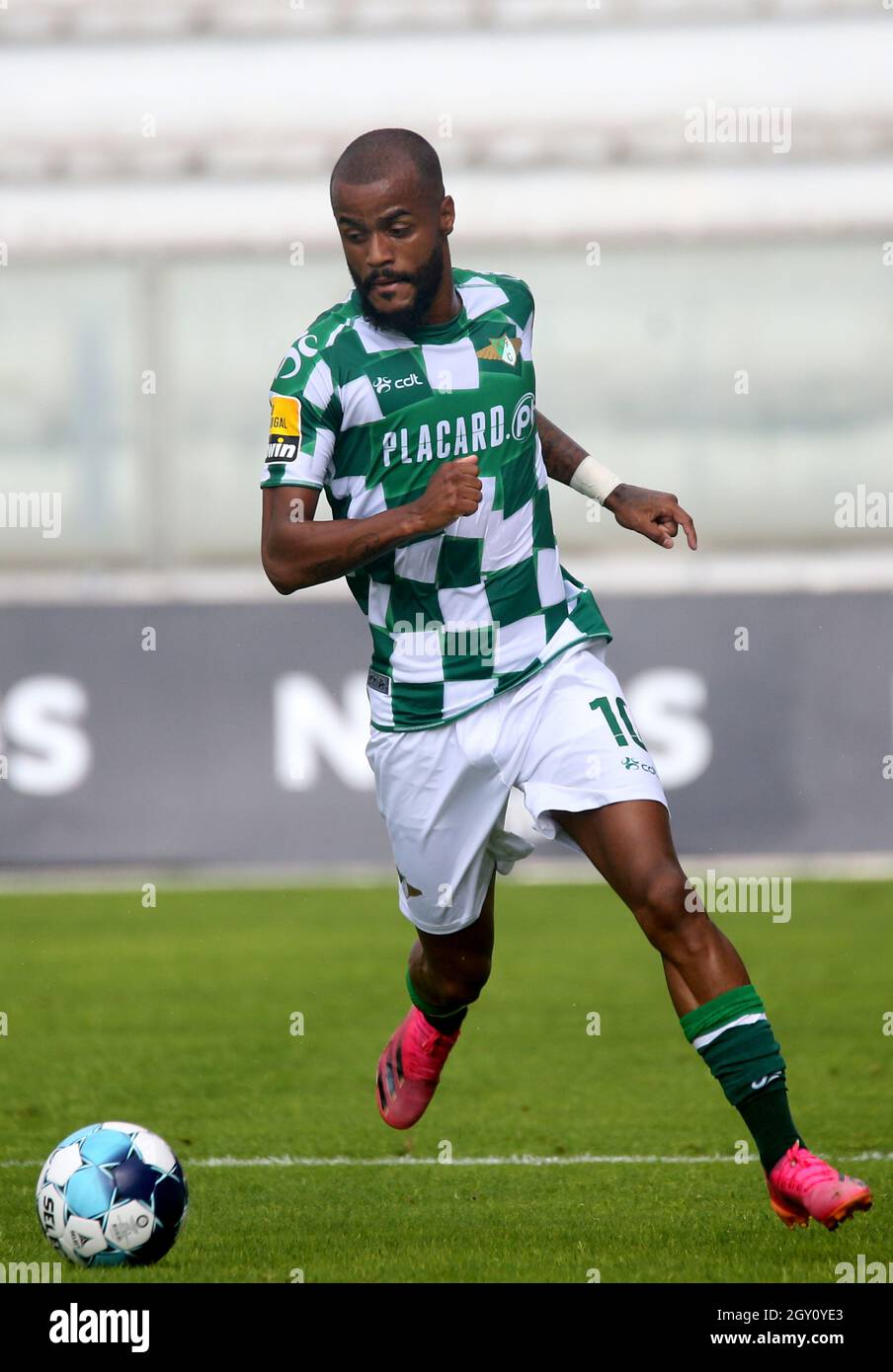 MOREIRA DE CONEGOS, PORTUGAL - SEPTEMBER 25: Pedro Moreira of FC Arouca  looks on ,during the Liga Portugal Bwin match between Moreirense FC and FC  Arouca at Estadio Comendador Joaquim de Almeida