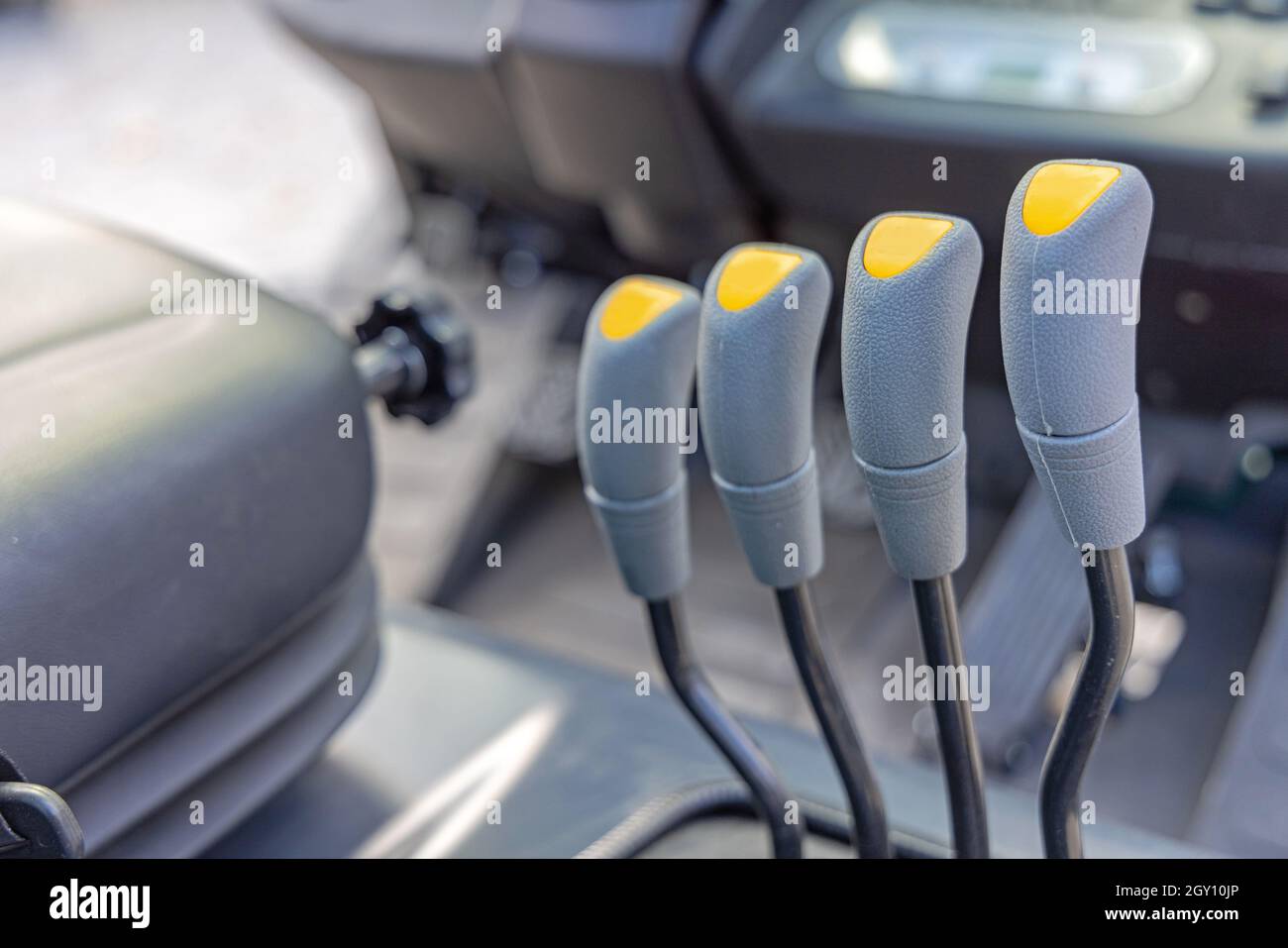 Four Control Levers at Forklift Truck Machine Stock Photo Alamy