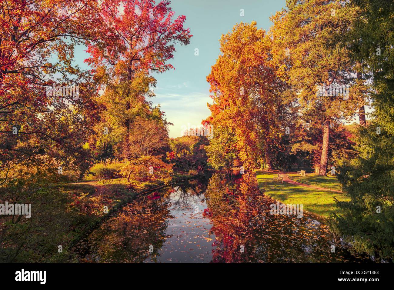 Fall foliage in France. Autumnal colors landscape Stock Photo Alamy