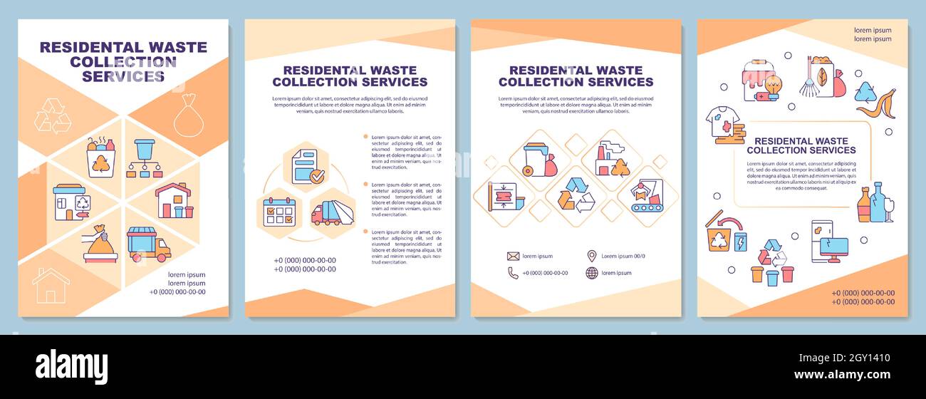 Residential waste collection services brochure template Stock Vector