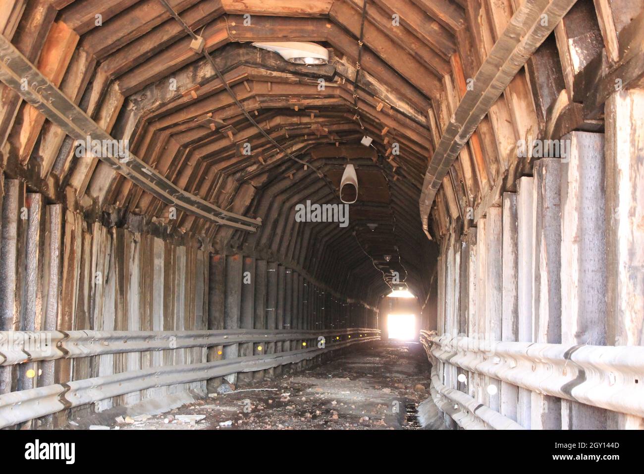 Old railroad tunnel made of wood Stock Photo Alamy
