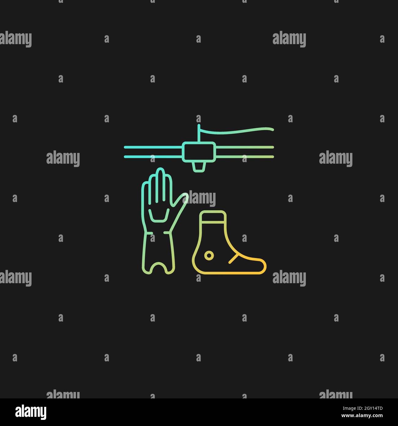 3d printed prosthetics gradient vector icon for dark theme Stock Vector