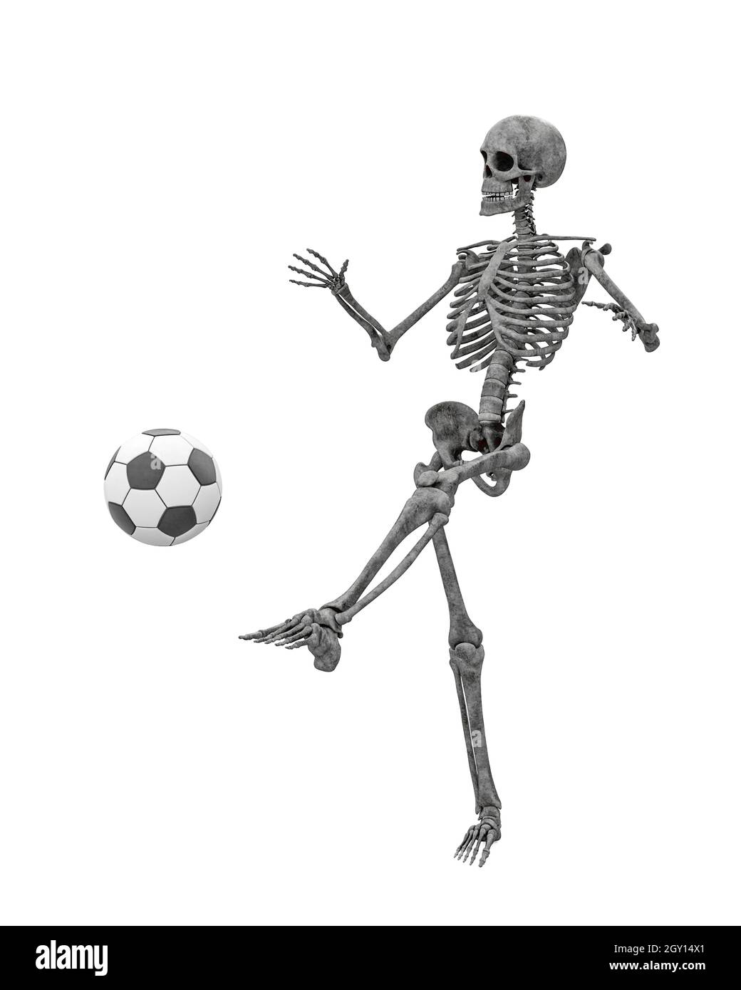 skeleton is kicking the football ball, 3d illustration Stock Photo Alamy