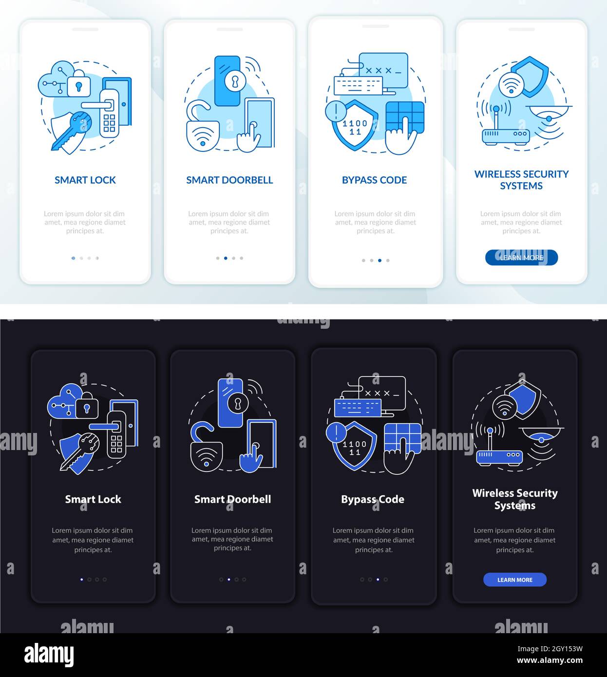 Smart home onboarding mobile app page screen Stock Vector