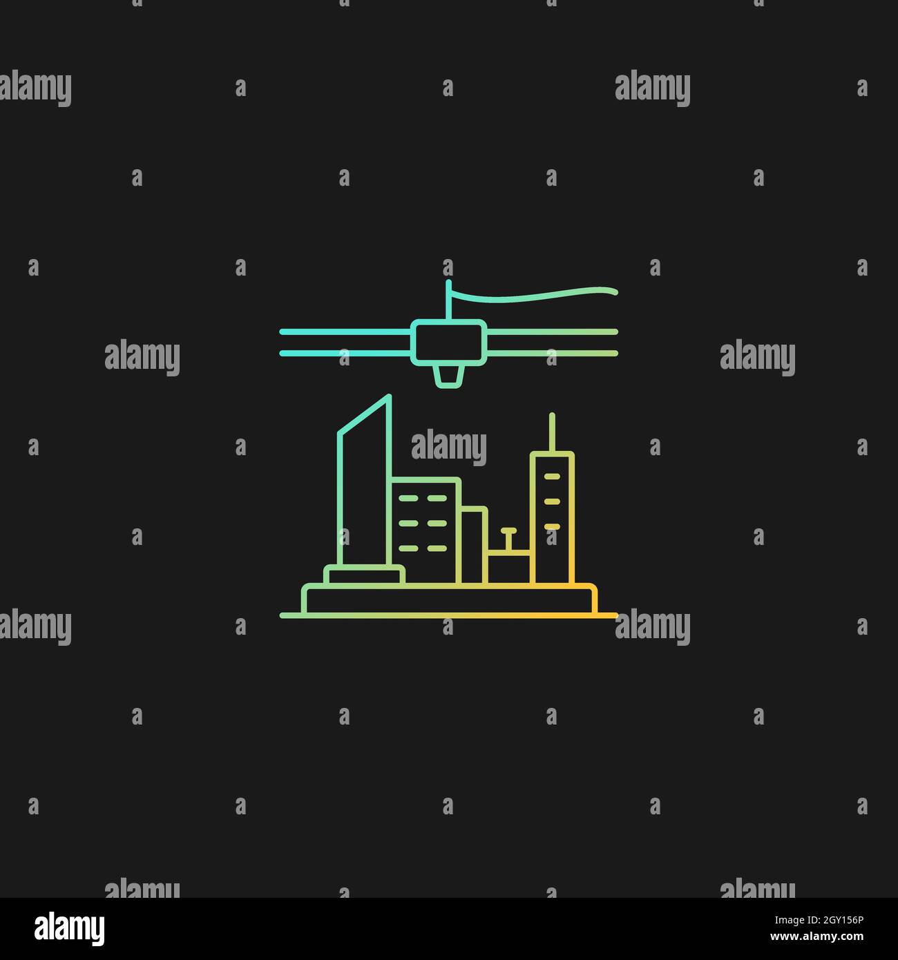3d printed city plan gradient vector icon for dark theme Stock Vector