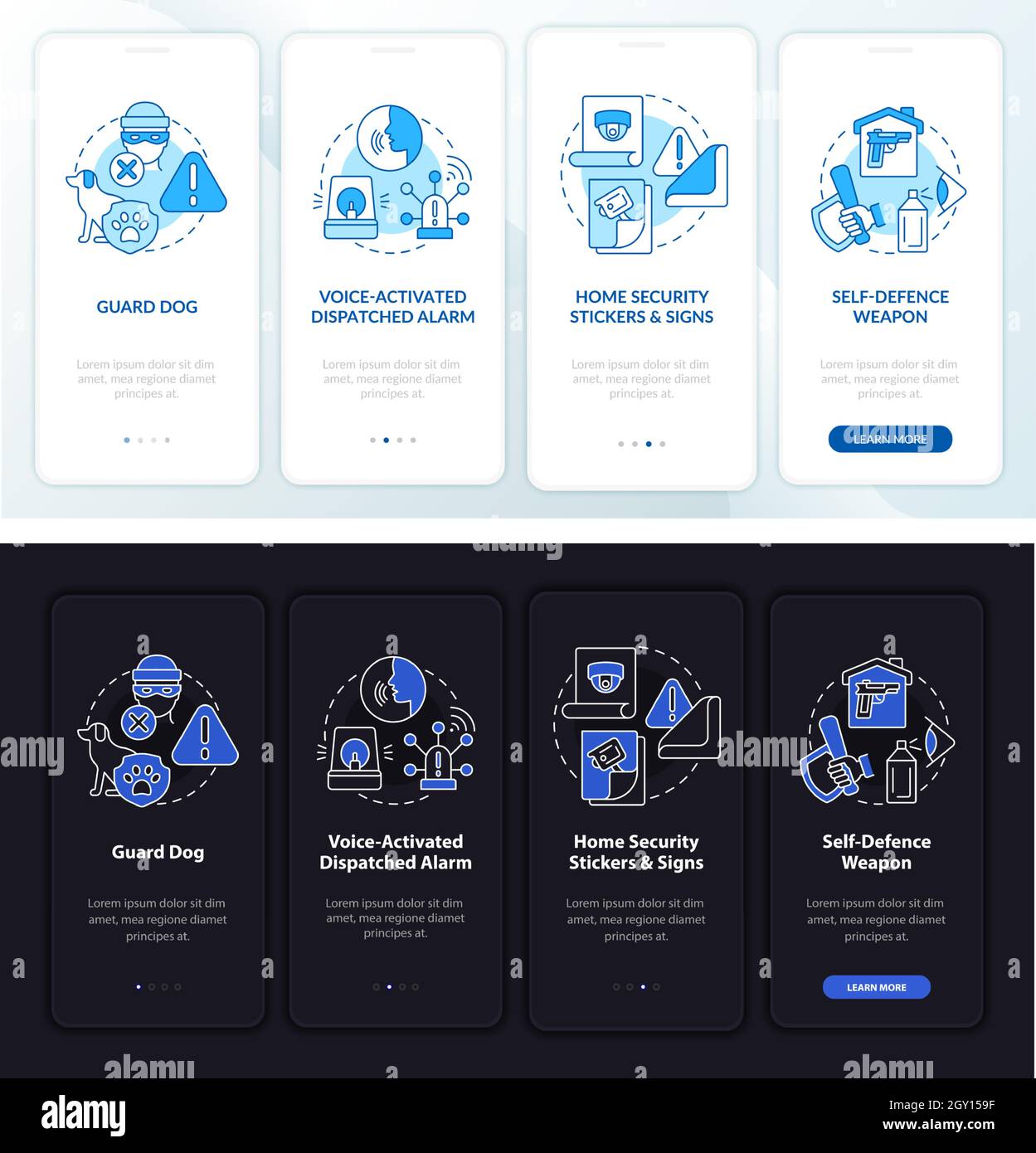 Robbery prevention onboarding mobile app page screen Stock Vector