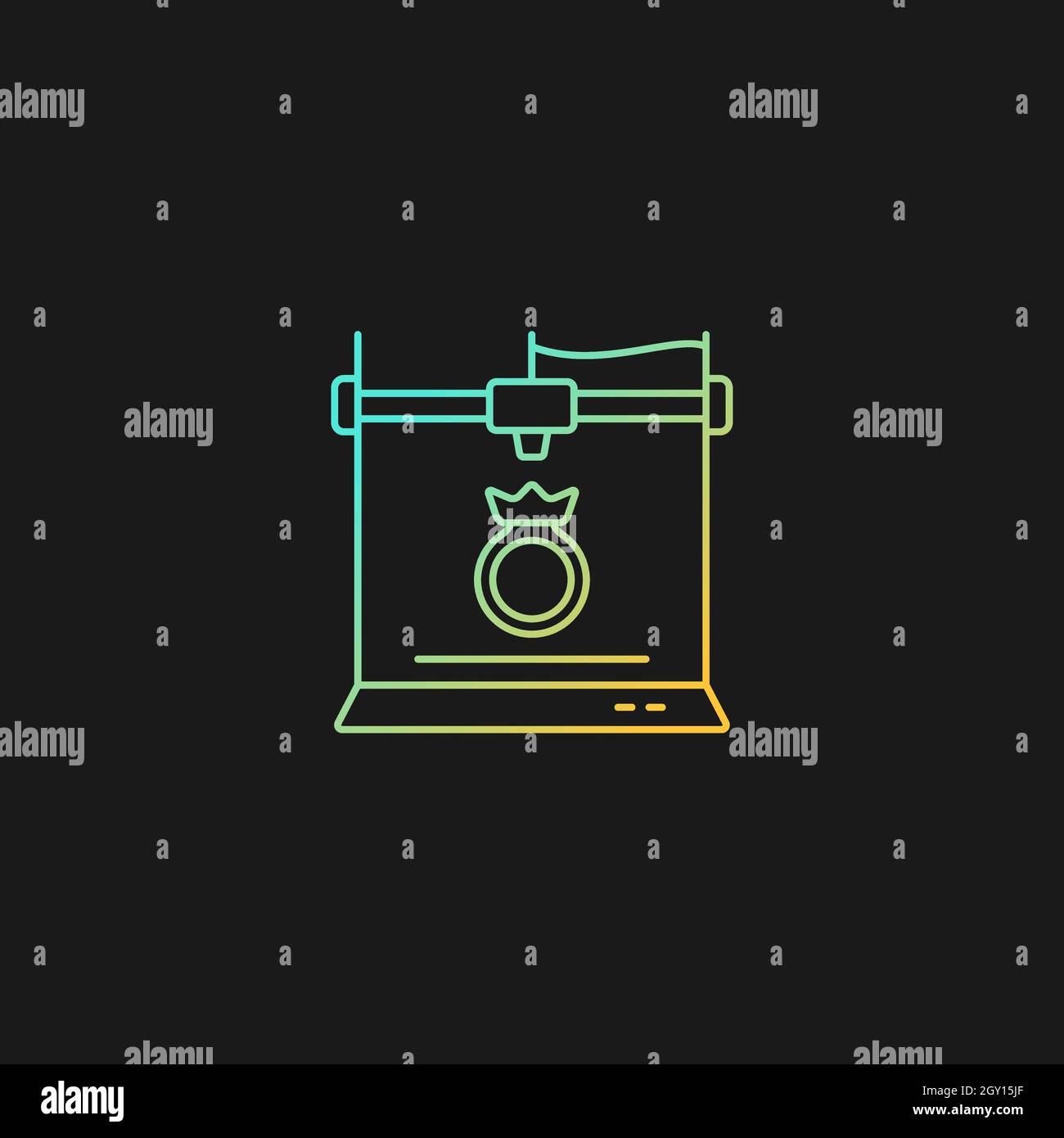 3d jewelry printing gradient vector icon for dark theme Stock Vector