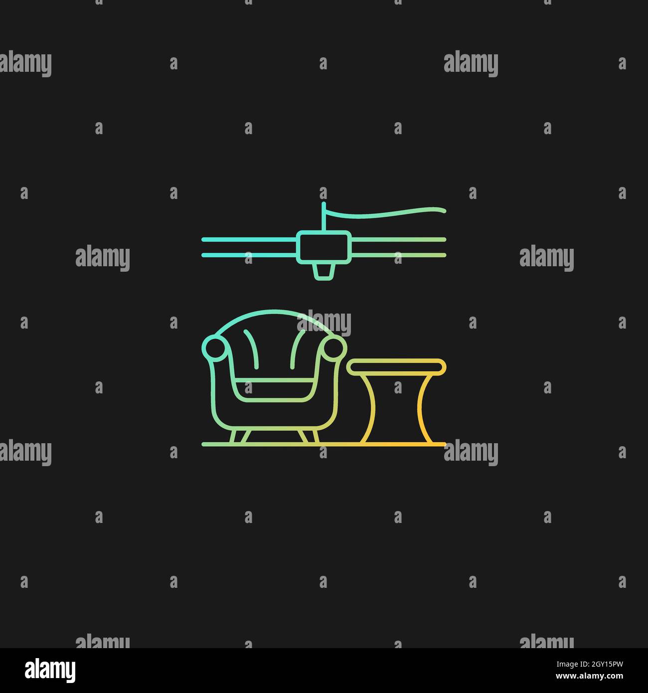 3d printed furniture design gradient vector icon for dark theme Stock Vector