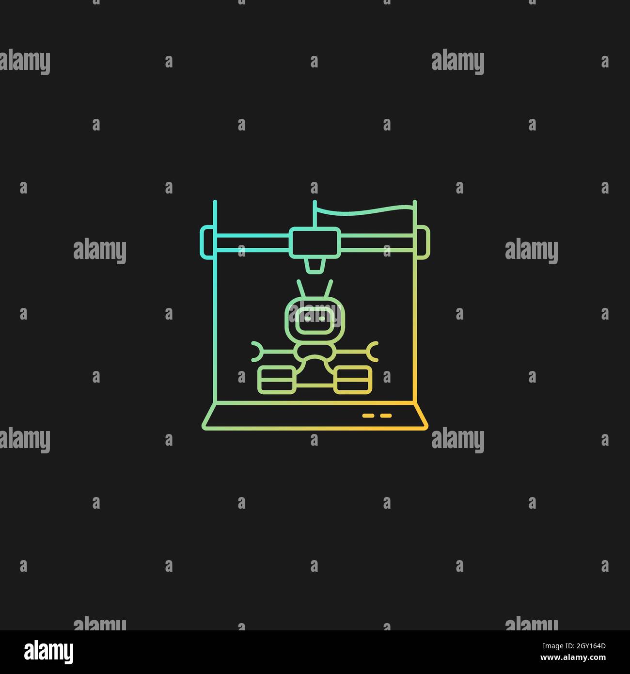 3d robots printing gradient vector icon for dark theme Stock Vector