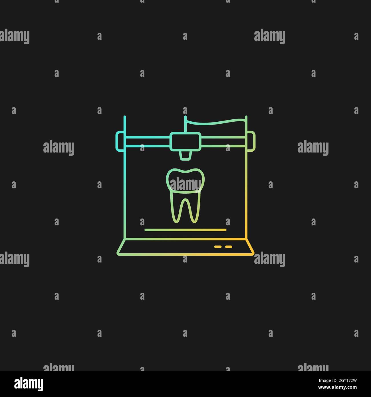 3d printing for dentistry gradient vector icon for dark theme Stock Vector