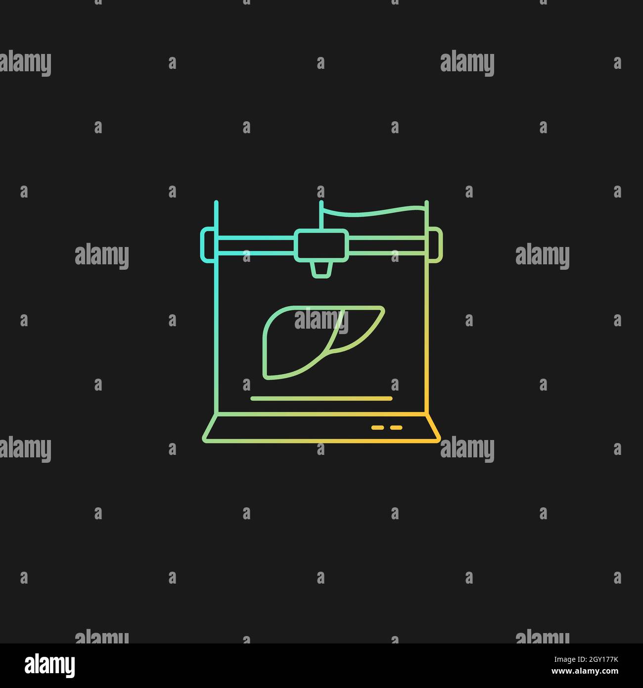 3d printed liver gradient vector icon for dark theme Stock Vector