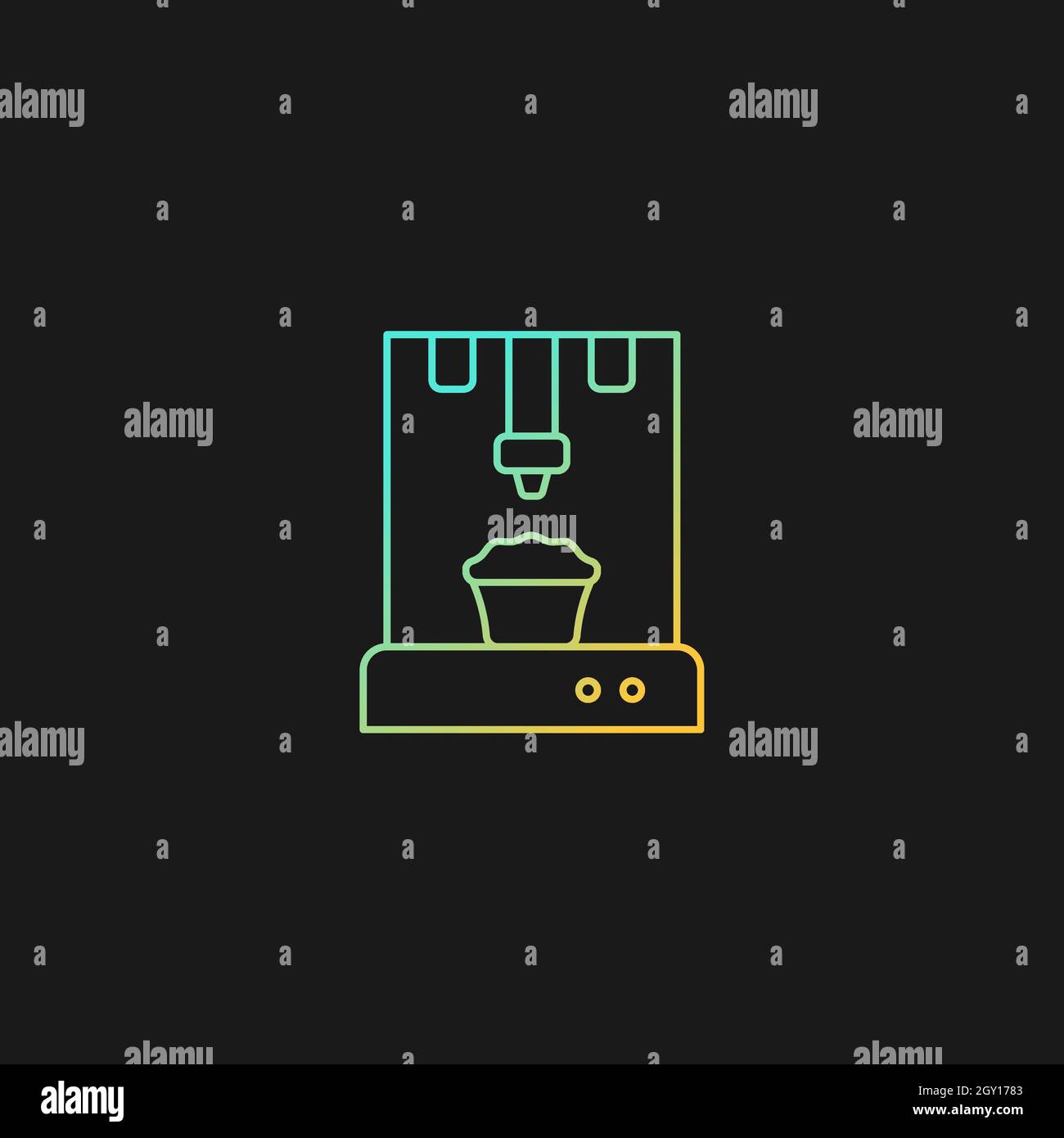 3d food printer gradient vector icon for dark theme Stock Vector