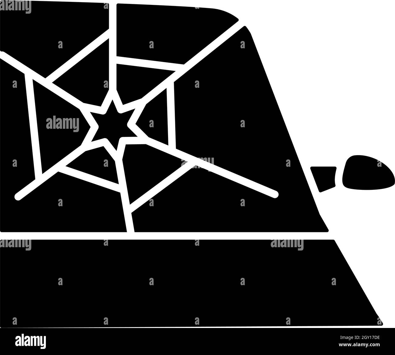 Broken car glass black glyph icon Stock Vector