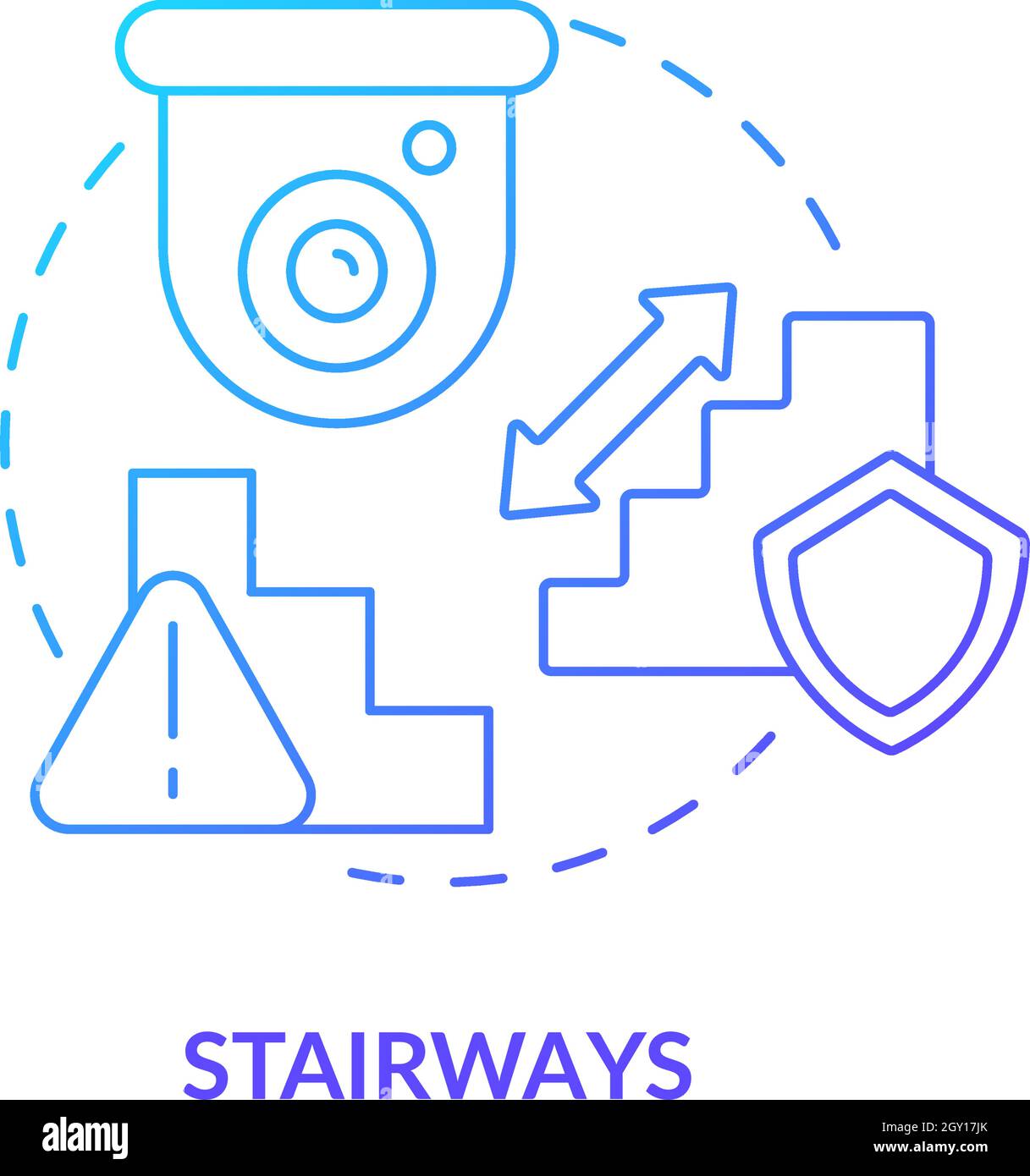 Stairways blue gradient concept icon Stock Vector