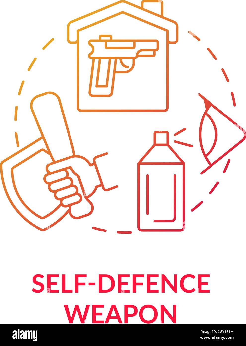 Self defence weapon blue gradient concept icon Stock Vector