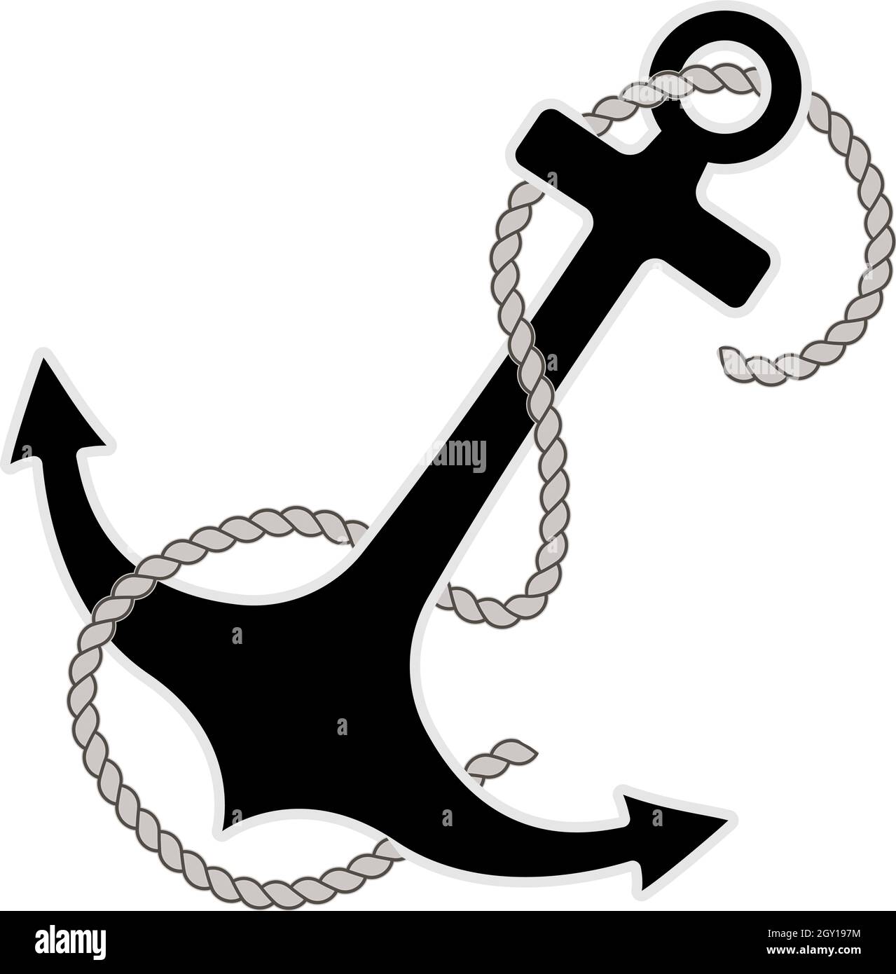 anchor with rope isolated on white background vector illustration Stock Vector