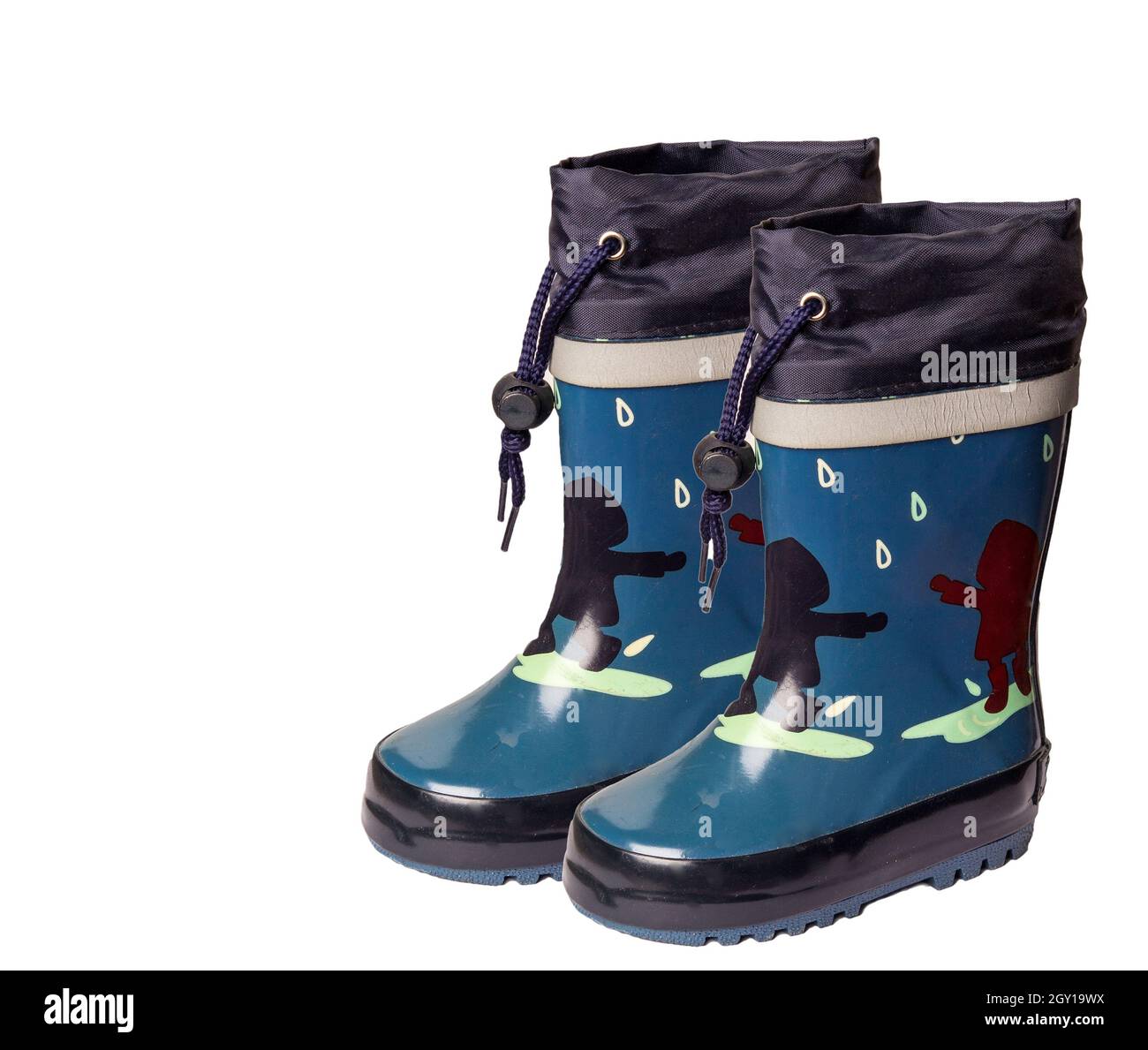 Children's rubber boots with lapels for wet weather on a white background Stock Photo Alamy