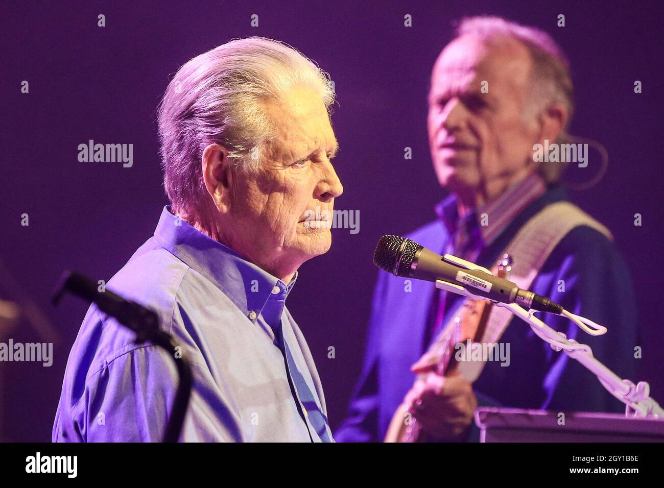 Brian Wilson, co-founder of the Beach Boys, performs in concert at the Paramount on October 5, 2021 in Huntington, New York. Stock Photo