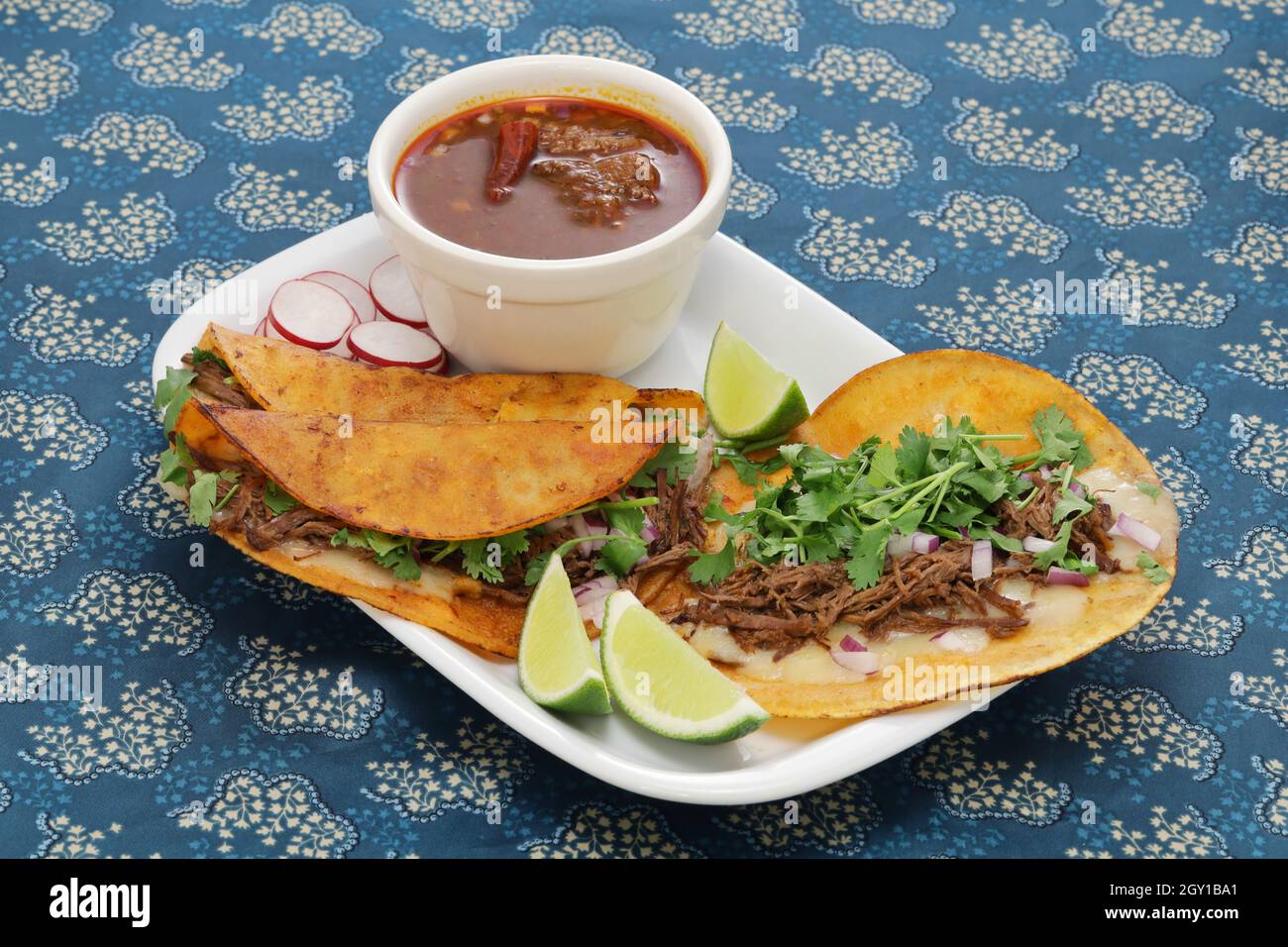 homemade beef birria tacos, mexican food Stock Photo - Alamy