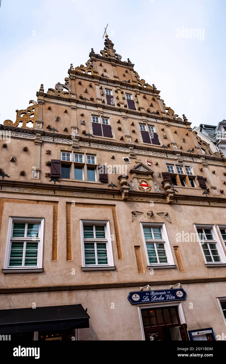 Facade building from renaissance period in Herford city Stock Photo