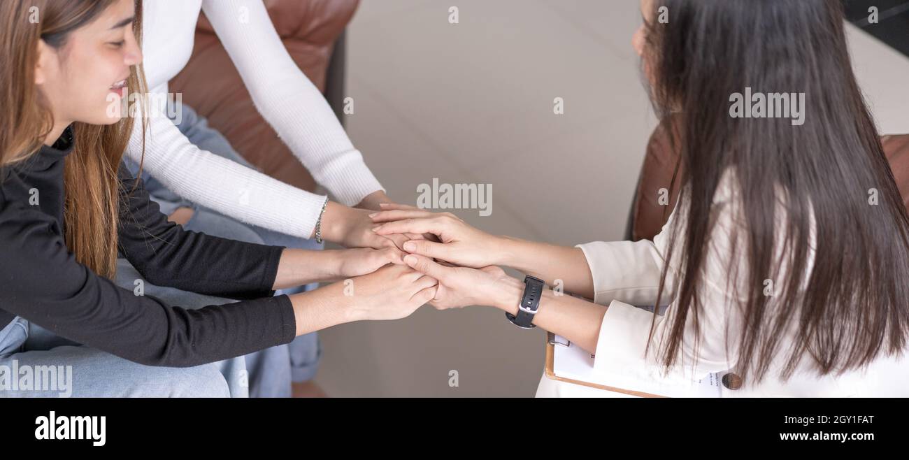 Young women consulting with the psychologist. Stock Photo