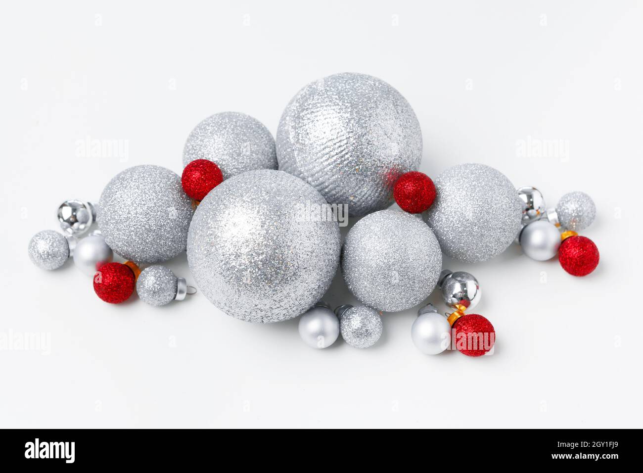Christmas tree baubles isolated on white background Stock Photo - Alamy