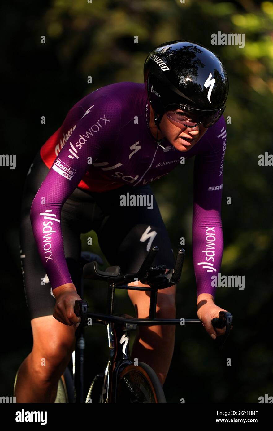 Chantel Blaak of Team SD Worx during the Stage Three Individual Time Trial of the AJ Bell Women's Tour in Atherstone, UK. Picture date: Wednesday October 6, 2021. Stock Photo