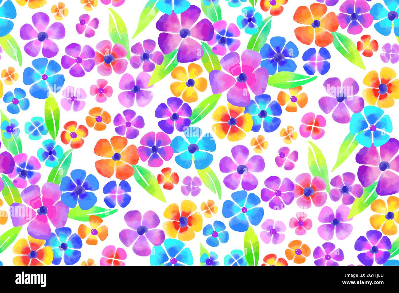 Floral seamless background pattern. Colorful flowers hand drawn, vector ...
