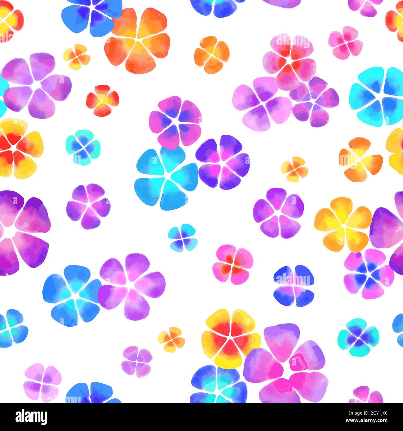 Floral seamless background pattern. Colorful flowers hand drawn, vector ...
