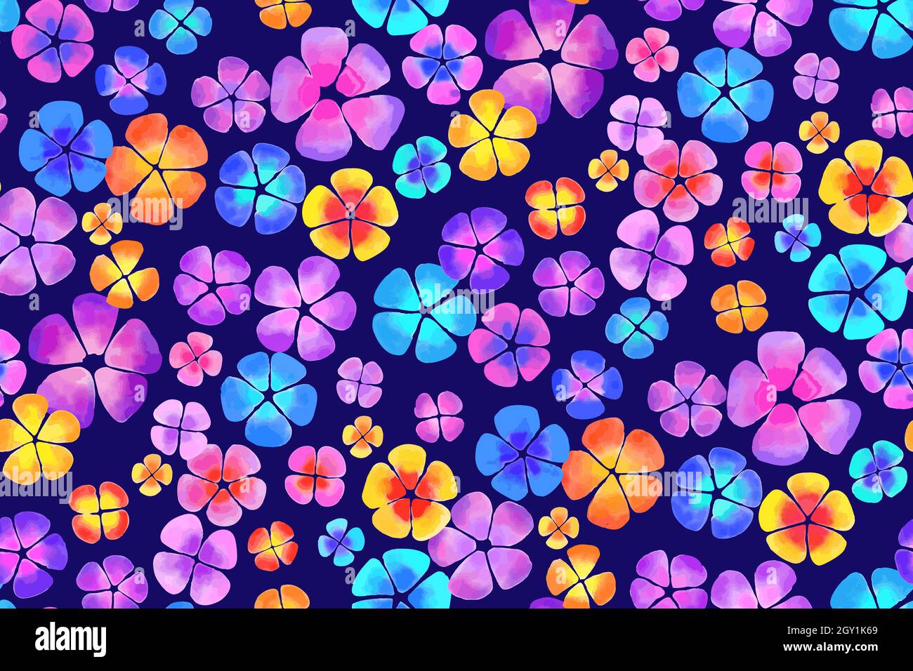 Floral seamless background pattern. Colorful flowers hand drawn, vector ...