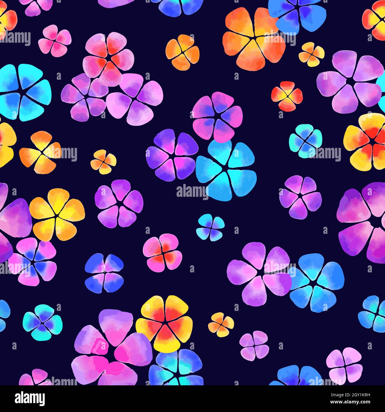 Floral seamless background pattern. Colorful flowers hand drawn, vector ...