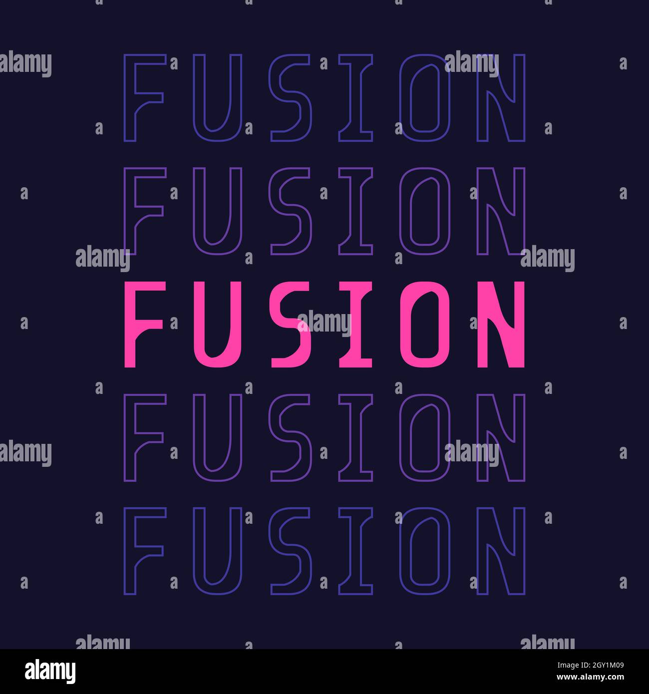 Fusion repeat word poster. Vector decorative typography. Decorative typeset style. Latin script