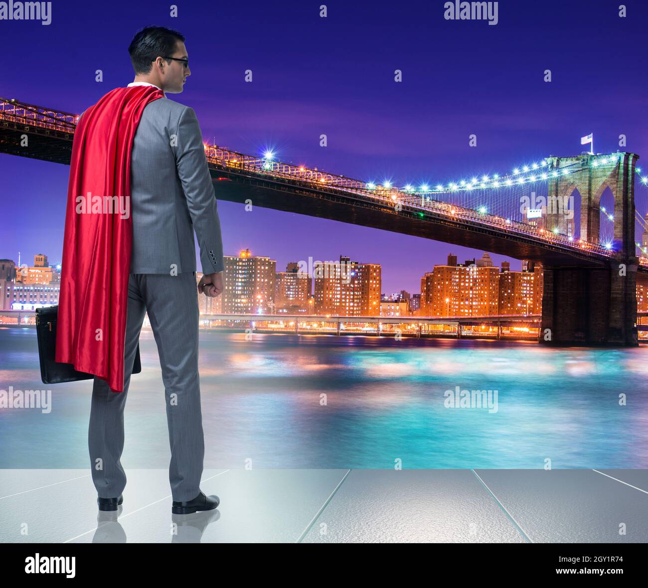 The businessman in superhero concept with red cover Stock Photo - Alamy