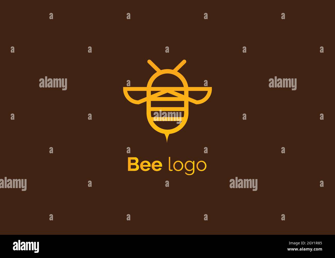 Bee Logo design vector template linear style. Outline icon. Stock Vector